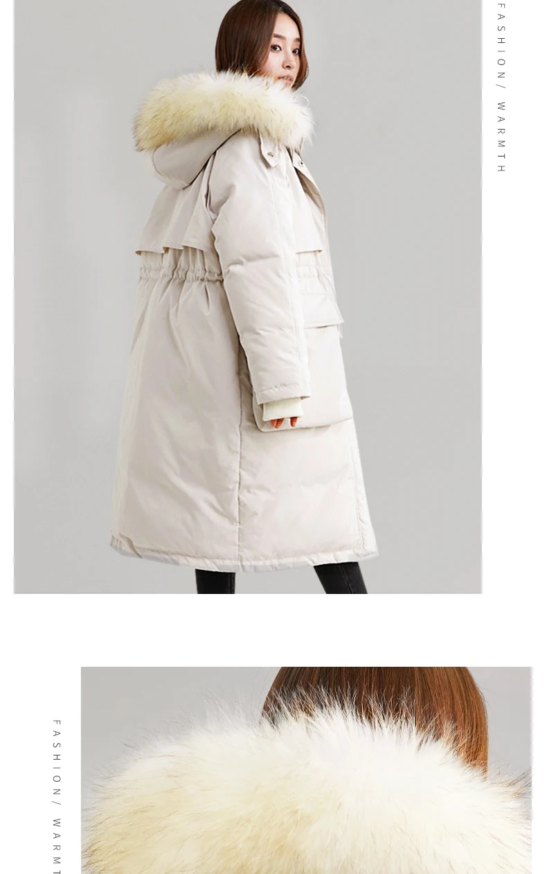 Winter New Style Hot Selling Slimming Thick down Jacket Women's Mid-length Large Fur Collar-Style Coat Long over-the-Knee W