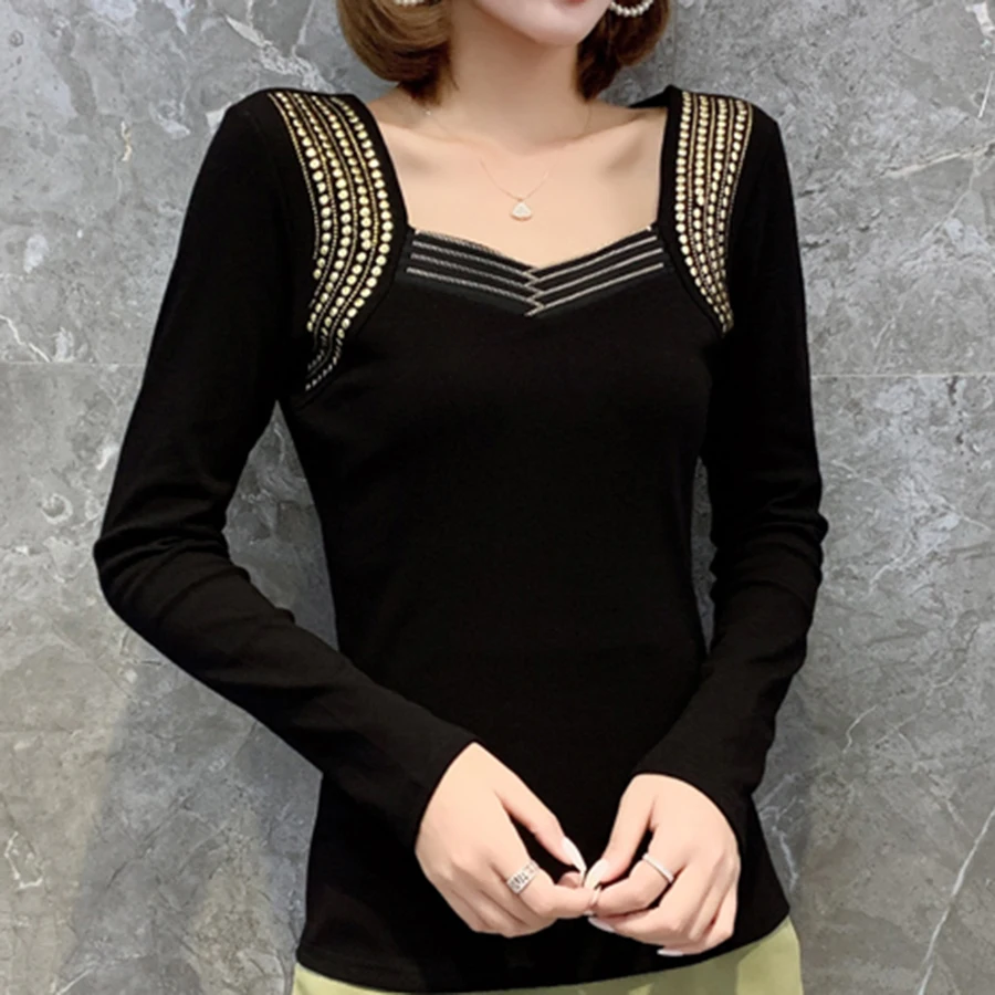 Poleras mujer de moda зимняя футболка на молнии Модная тонкая рубашка с длинным рукавом Женские Топы camiseta mujer футболка