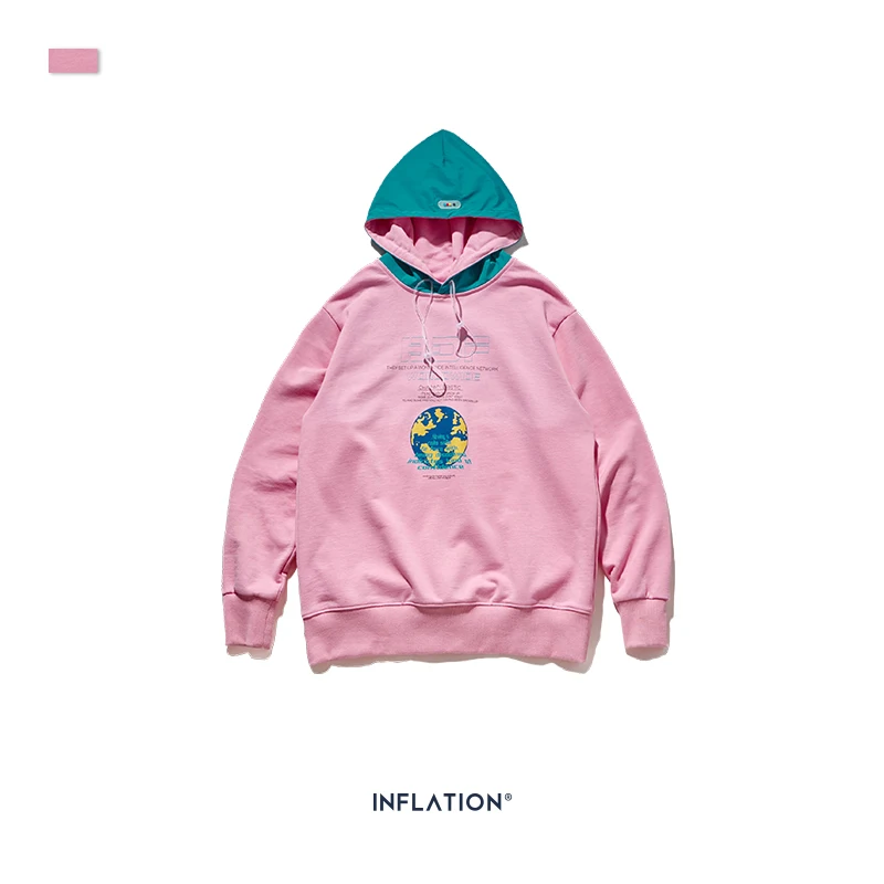 INFLATION, осенняя мужская толстовка в стиле хип-хоп, Sudaderas Para Hombre, мужские розовые толстовки, уличная одежда, хлопковые махровые женские толстовки 9684W