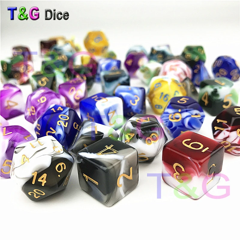 T & G высокое качество прозрачный и белый цвет игральные кости D4 D20 для ролевых