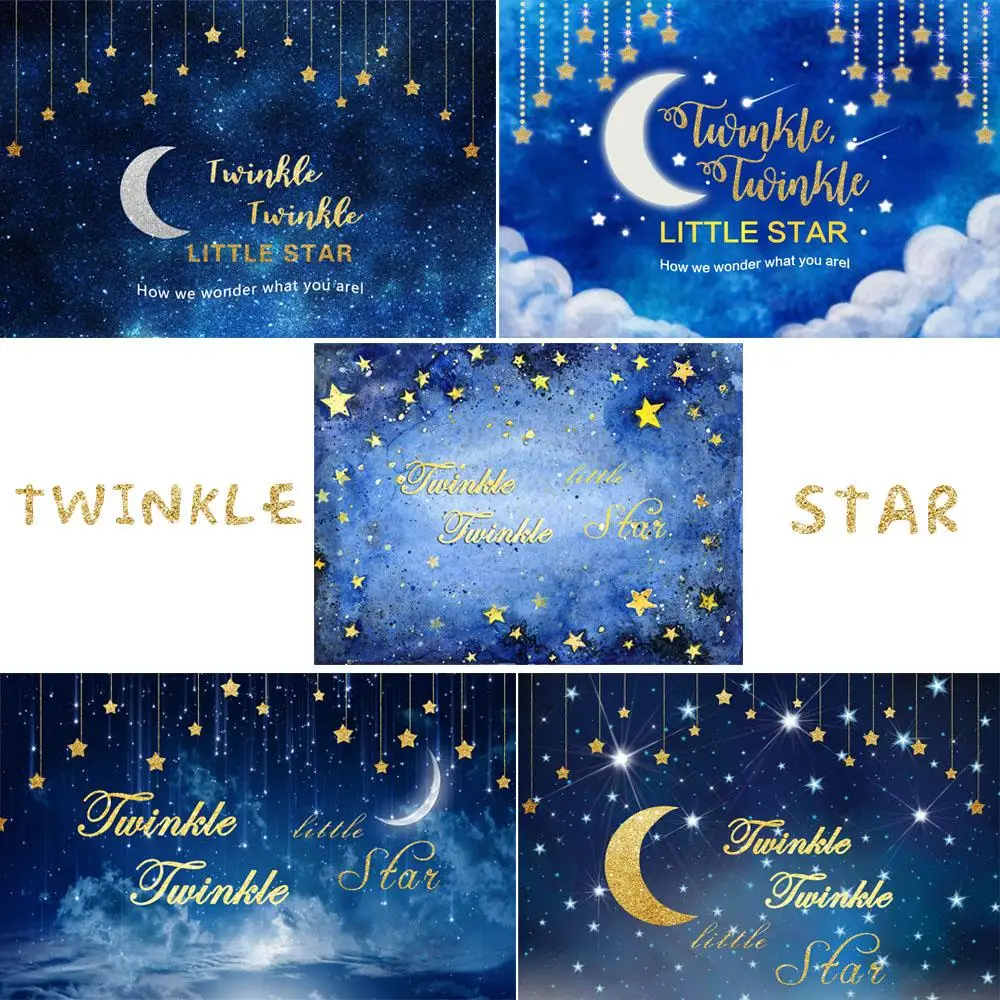 birthday party photography background boys twinkle little star little prince blue night sky newborn children photophone backdrop