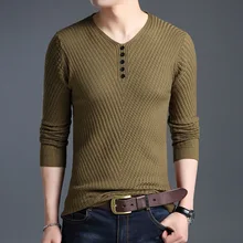 Осенний мужской свитер с v-образным вырезом модная городская деловая тонкая мужская одежда