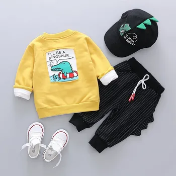 

New Autumn Baby Boy Girl Set Long Sleeve Letters T-shirt Cartoon Animal Print Sweatshirt Trousers Casual Outfits