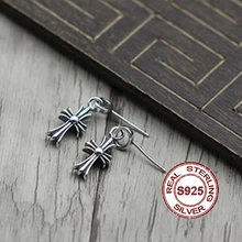 S925 стерлингового серебра мужские серьги личности стиль ретро, Панк крестообразной формы отправить подарок к любви горячий