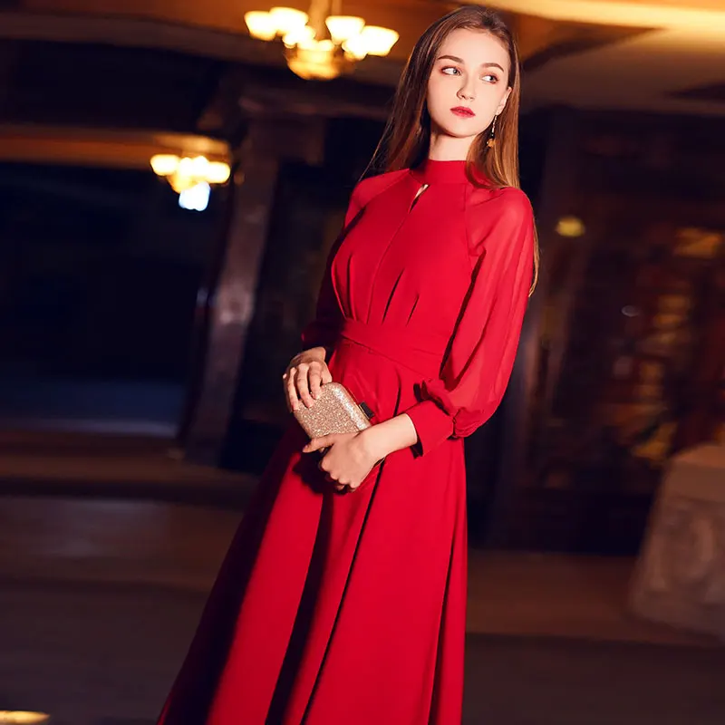Платья для выпускного вечера в мусульманском стиле с длинным рукавом; Vestido de Festa robe de mariee robe; платье для причастия fille; шифоновые вечерние платья
