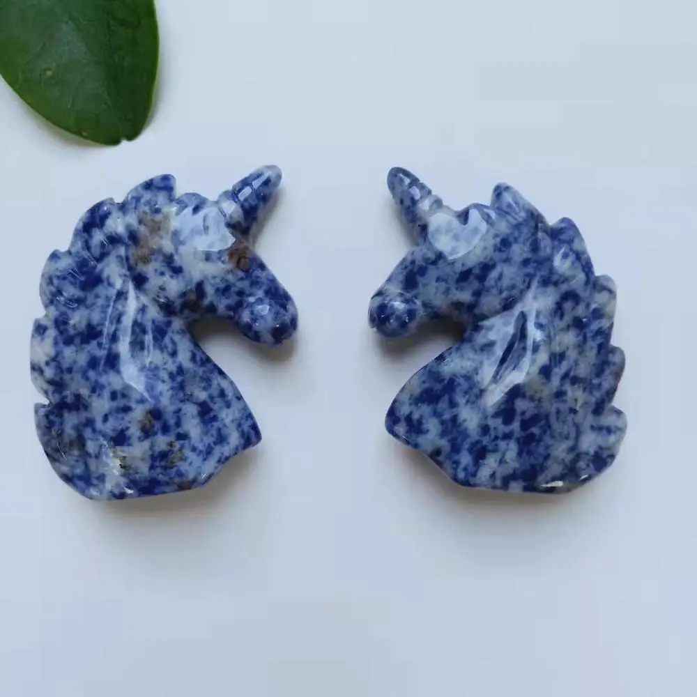 Sodalite Высокое качество, 2 дюйма, различные драгоценные камни, единороги, форма кристалла, милые животные, ручная полировка, фэн-шуй, для подарка и домашнего декора, кв - Цвет: Sodalite