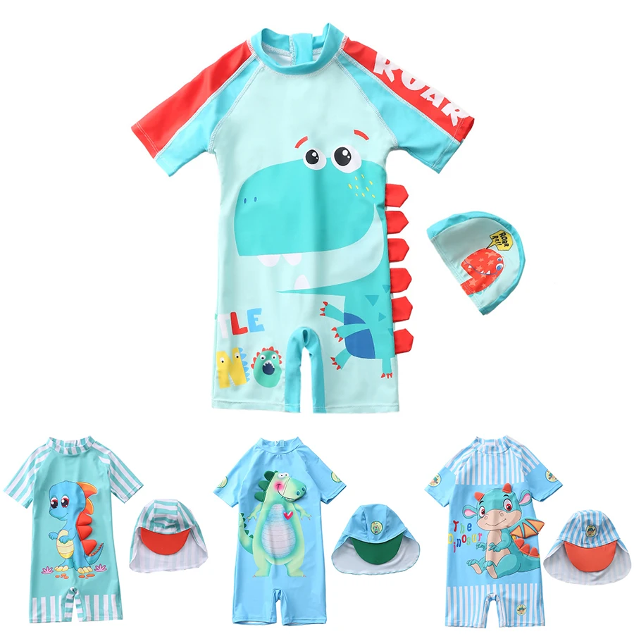 Детский купальный костюм для маленьких мальчиков с 3D принтом динозавра малышей