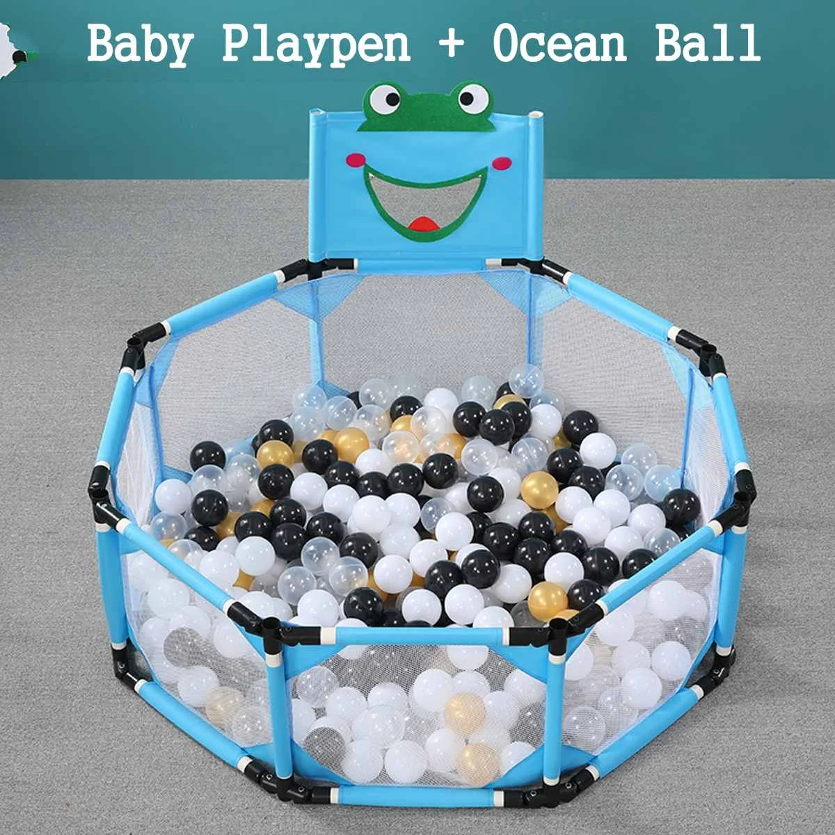 Blue With Ball Детский манеж, складной защитный забор с шаровым барьером для От 0 до 6 лет, детский манеж, ткань Оксфорд, Игровая палатка, барьер для младенцев - Цвет: Blue With Ball