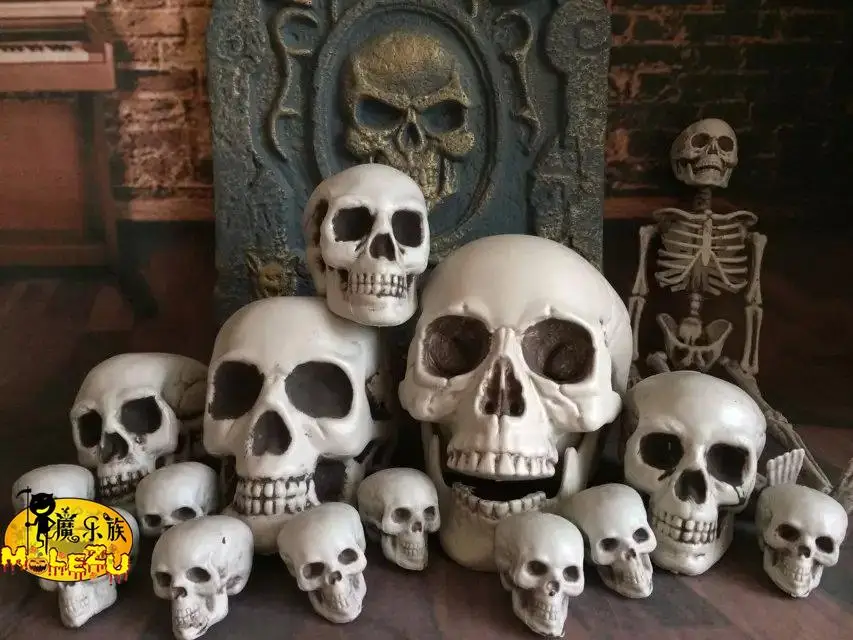 90# Пластик череп Хэллоуин ужас реквизит бар камеры с привидениями дом украшения кости