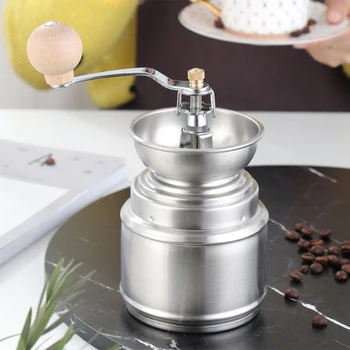 

Manual Coffee Grinder Stainless Steel Retro Coffee Spice Mini Burr Mill Wheel Machine