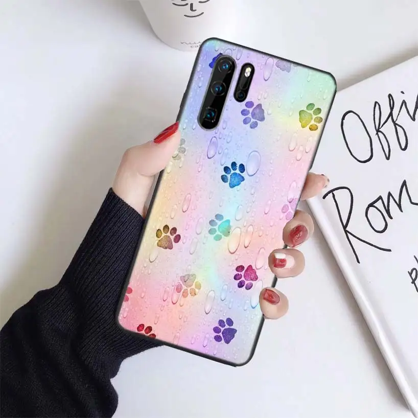 BS093-3 Отпечаток лапы собаки черный чехол для huawei mate 30 20 10 P30 P20 P10 Pro Lite P Smart Z мягкий чехол для телефона - Цвет: BS093-3