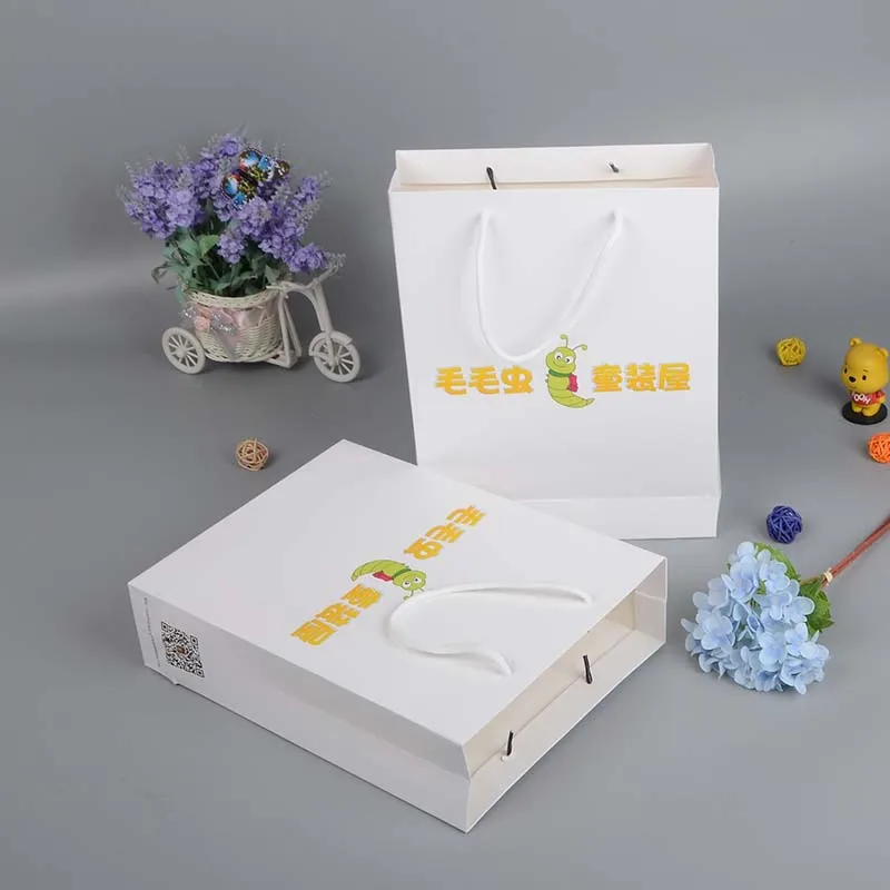 Wholesales 1000pcs/lot Custom Brand Name Paper Shopping Bags with Your Logo Durable Wedding Decoration For Store Gift Packaging