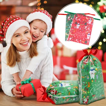 

16Pcs Christmas Party Drawstring Bags Gift Candy Treat Bags Goody Wrapping Pouch