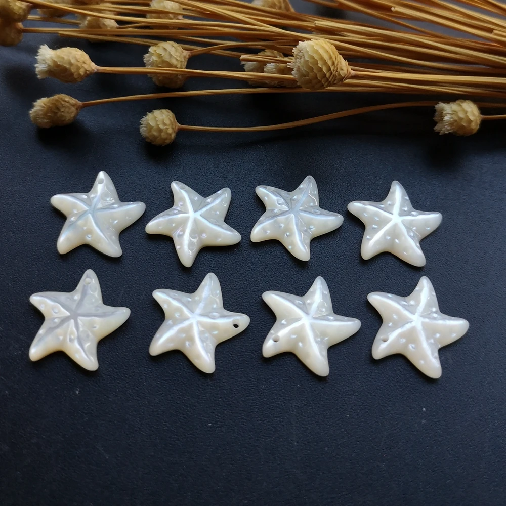 20pcs/lot 14mm Natural Star Cut Mother Of Pearl Shell For Diy Jewelry