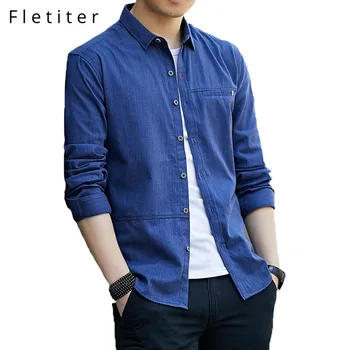 

High Quality 100% Cotton Corduroy Shirt Men Autumn Winter Long Sleeve Pockets Casual Shirts Mens Tops Male Solid Shirt Coats