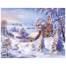 Алмазная вышивка крестиком Алмазная вышивка живописный зимний пейзаж узор Рождество