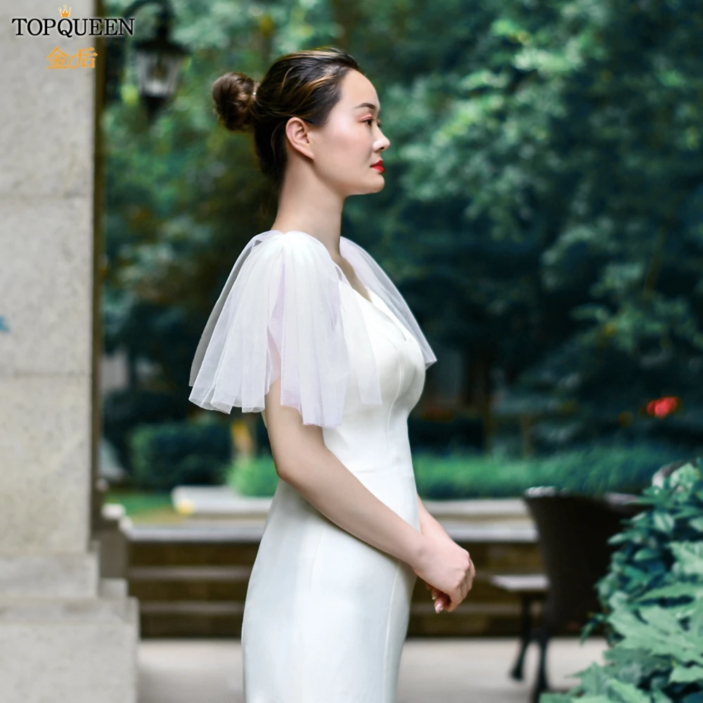 TOPQUEEN G40 DIY Mini Shoulder Veil Wedding Veil Short Bride Jackets Bolero Sleeves Bridesmaid Dress Decoration Evening
