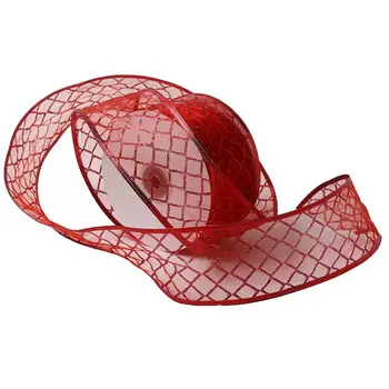 

50yards Lattice Glitter Sheer Organza Ribbon Webbing Christmas Tree Decoration 67JB