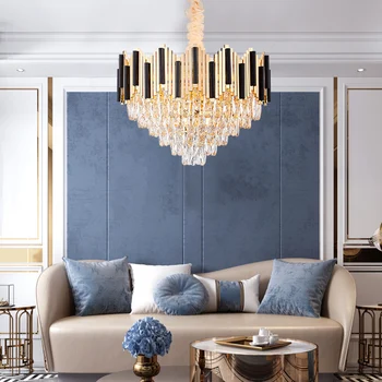 

YOOGEE Crystal Gold Lighting Fixtures Plating Steel Living room Hanging Chandelier Elegant Dinning Room Lamp E14 LED