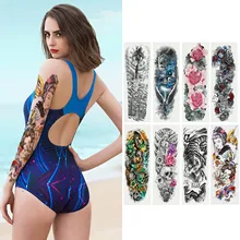 8 листов водонепроницаемый большой полный рука временные рукава с татуировками наклейка для женщин мужчин взрослые тела товары для рукоделия