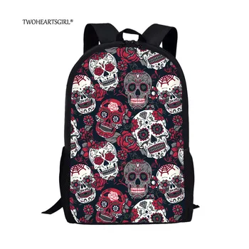 

Twoheartsgirl Cool Sugar Skull School Backpack 3d High School Student Book Bag Stylish Student Kids Bagpack for Teen Boys