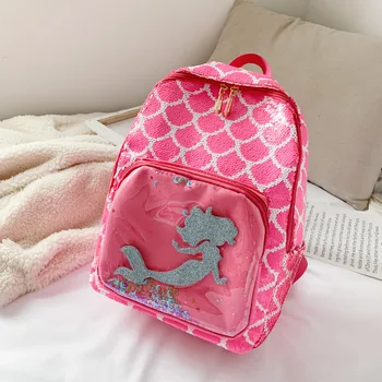 

Girl Sequins Mermaid Backpack Fashion Zipper School Laptop Bag Children Cute Teenager Hologram Laser Travel Bags College Mochila