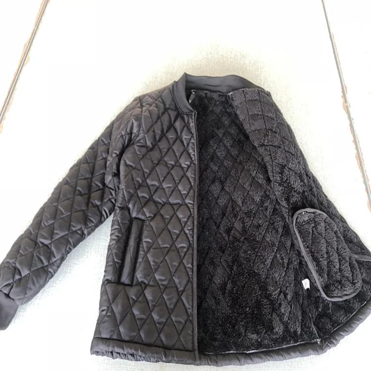 

Qiu dong cotton-padded jacket keep out cold artifact black plaid cotton-padded jacket adds fleece to thicken