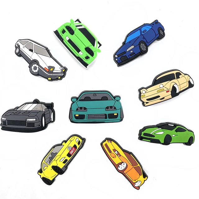 1PCS Supercar PVC Croc Charms Gibits Accessories Aircrafts Shoe Charm  Sports Car Ornaments for Clog Shoes Garden Sandal Decor