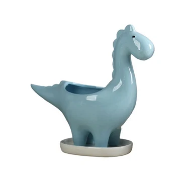

1PC Ceramic Herbivorous Dragon Flower Planters With Trays Creative Dinosaur Flower Pot Succulent Garden Table Decoration..