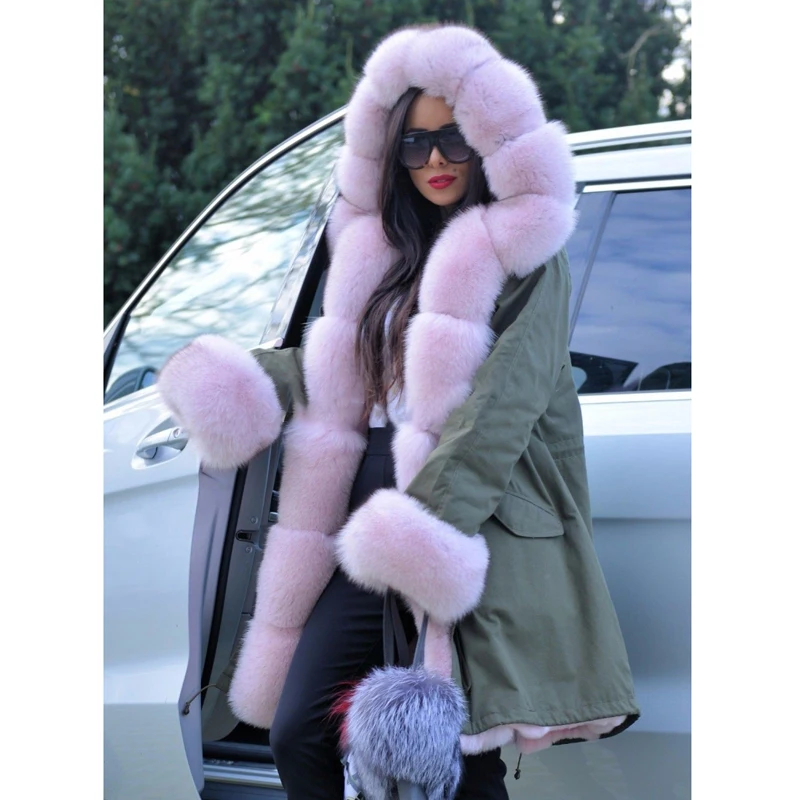 winter jacket women new long parka real fur coat big Hood fur collar hooded parkas thick outerwear street style - Цвет: PK-006