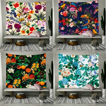 

Hippie Tapestry Retro Wall Hanging Magnolia Summer Green Tropical Decor Carpet Wall Tapestry Flower Wall Cloth Tapestries