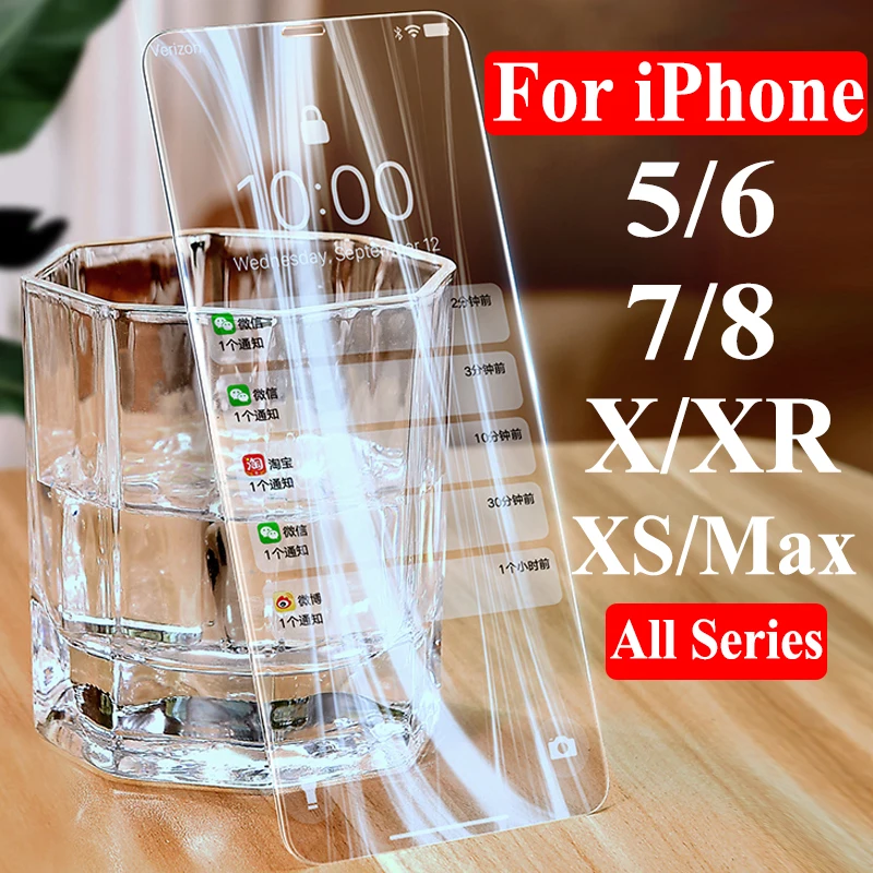 

Screen Protector On For iPhone XS XR X Max Protective Glass i Phone Aiphone 6 7 8 Plus 10S Tremp Safety Xmax SX S R Protect Glas