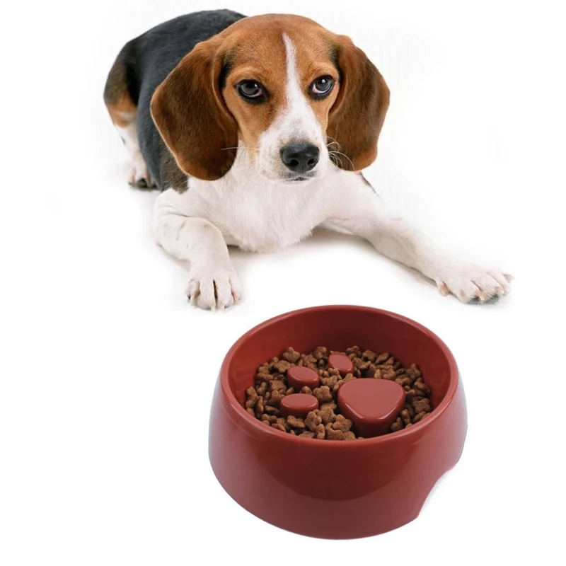Pet Cute Feeding Bowl Footprint Plastic Anti Gulping Food Feeder For Puppy Dogs Cats Anti-gulping