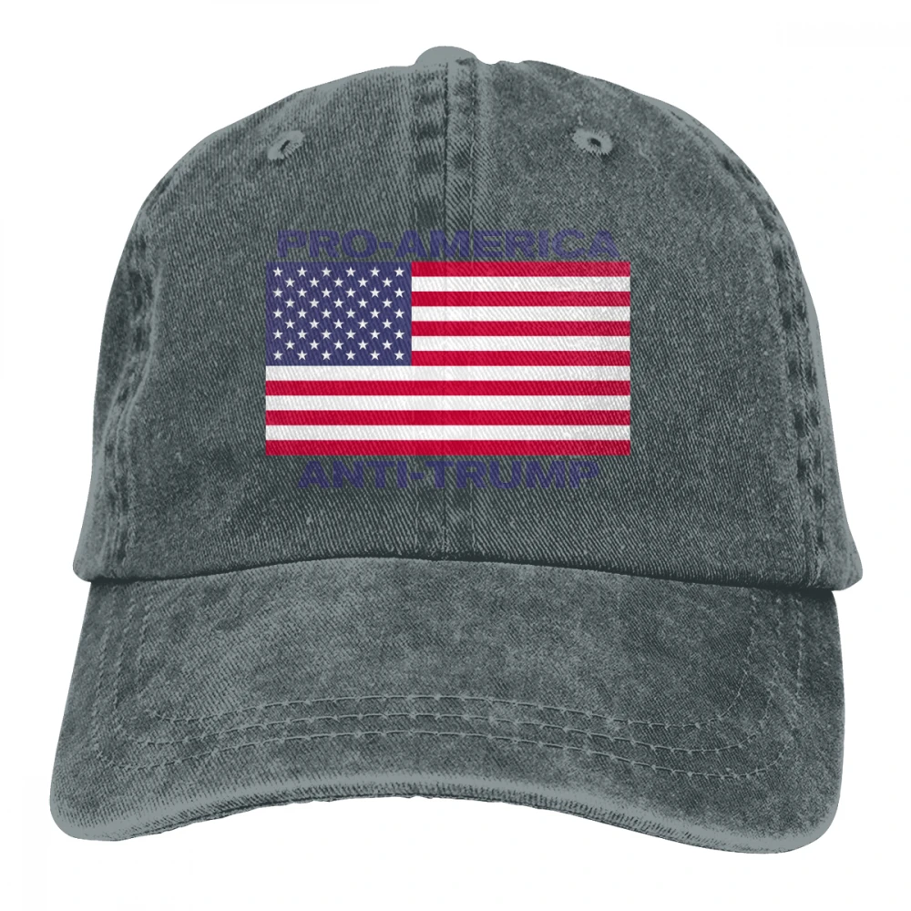 Pro-Америка Анти-Трамп Casquette натуральный унисекс Мужские Женские джинсовые бейсболка с ремешком кепки Регулируемый Гольф папа шляпа