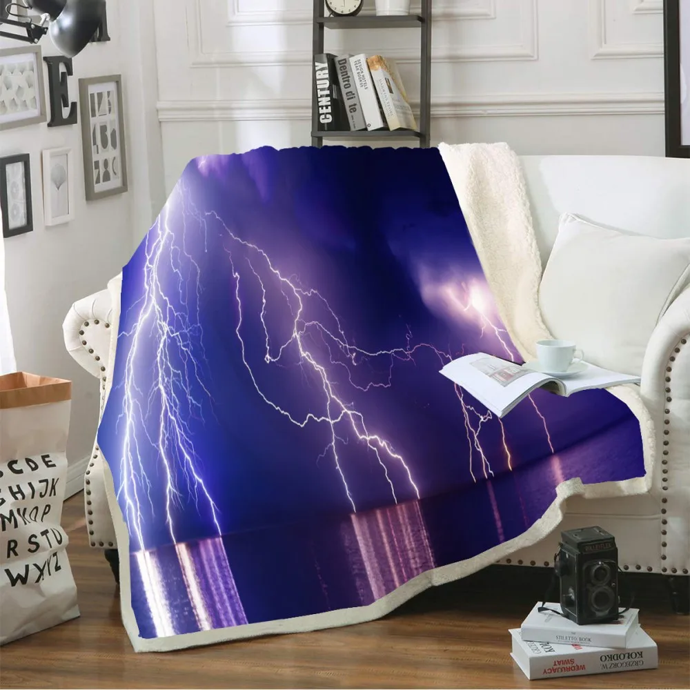 

Natural Series Sherpa Fleece Blanket Lightning Tornado Volcano Soft Cozy Throw Blanket for Outdoor Travel Picnic Home Decor
