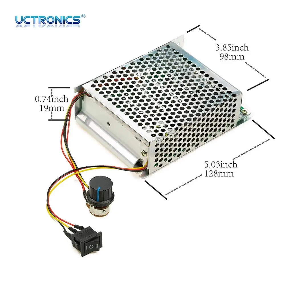 Регулятор скорости двигателя постоянного тока, DC10-55V/100A, бесступенчатый контроллер с регулируемым потенциометром, передний тормоз-обратный переключатель
