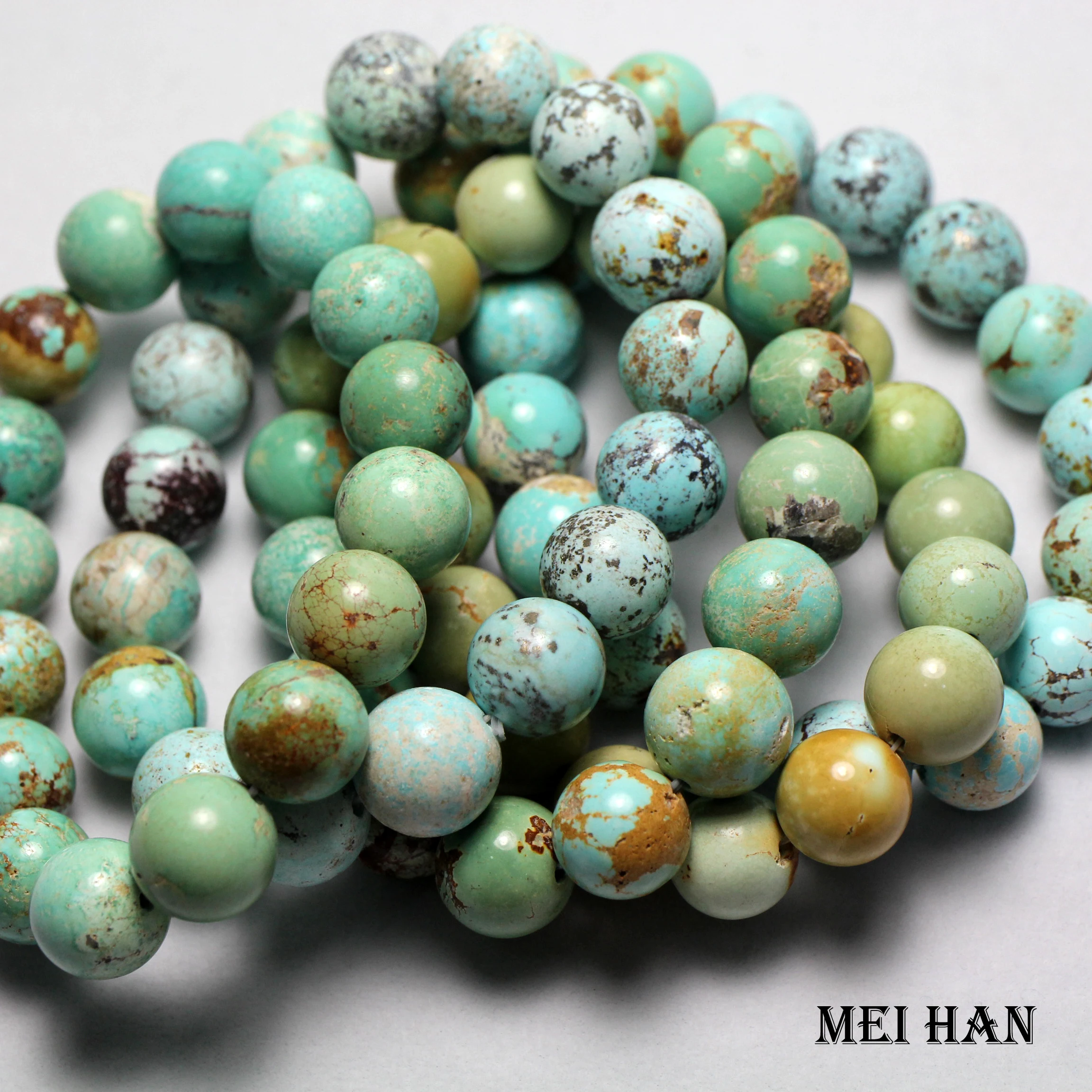 Оптовая продажа бирюзовые бусины из редкого природного бирюзового браслета Hubei 11