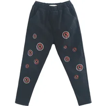 OMIKRON Женские винтажные хлопковые джинсы хараюку с эластичной резинкой на талии, женские повседневные теплые флисовые шаровары, Vaqueros Mujer