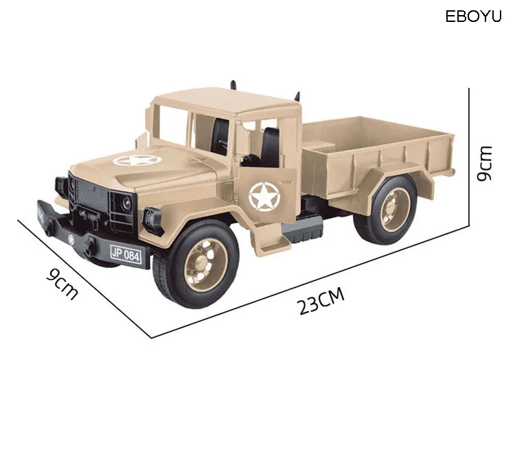 EBOYU 1:20 Pull and Go мини-грузовик, отлитый под давлением военный классический грузовик армейские автомобили игрушка Ретро металлическая коллекция транспортного средства 12002E