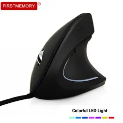 Проводная вертикальная мышь 6D эргономичная ПК мыши 3200 dpi Красочный светодиодный оптический Компьютерная игровая мышь с коврик для мыши для