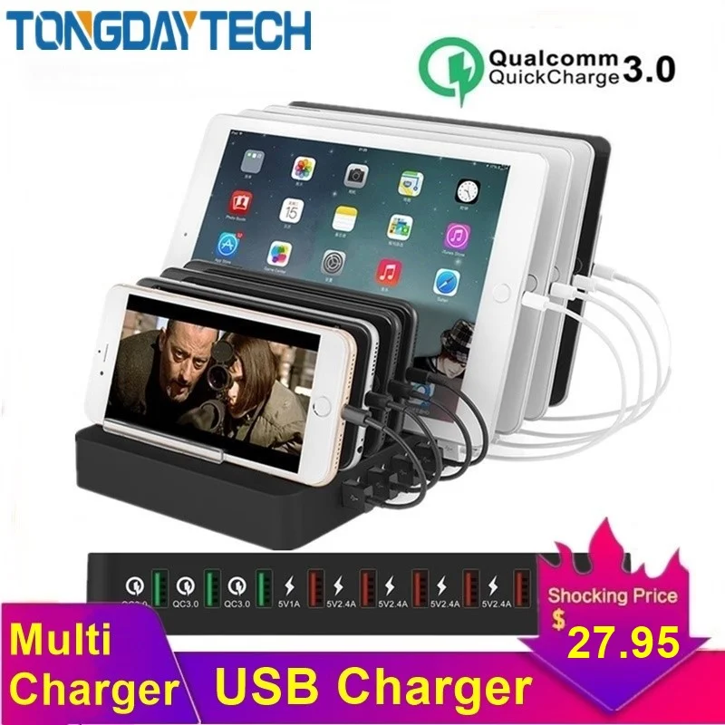 Tongdaytech 110 Вт Мульти 8 портов USB зарядное устройство для IPhone Каррегадор порт atil Быстрая зарядка 3,0 быстрое зарядное устройство док-станция для samsung