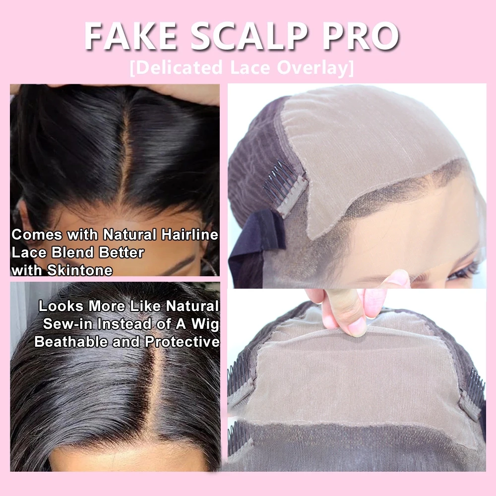 Fake-Scalp-Wig-13x6-Lace-Front-Invisible-Knot-Wig-Bleached-Knots-Pre-Plucked-Lace-Front-Human