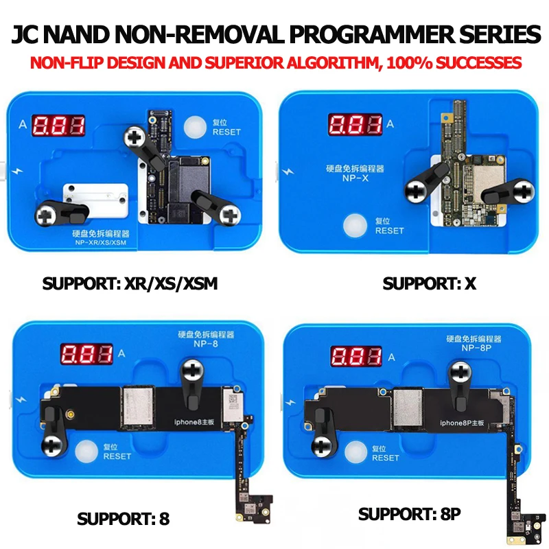 

JC Nand non-removal Programmer for iPhone 6S 6P 6SP 7 7P 8 8P X XS XSM focus on the NAND non-removal data read/write/edit