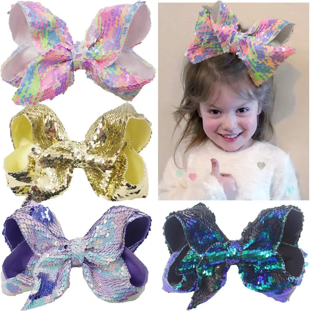 Large Sequin Hair Bows Rainbow Big Bow Sequin Hair Bows Large