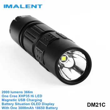 

Imalent DM21C 18650 XHP35 Hi Cree LED High Power Lantern Magnetic USB Rechargeable Flashlight Shocker with Battery OLED Display