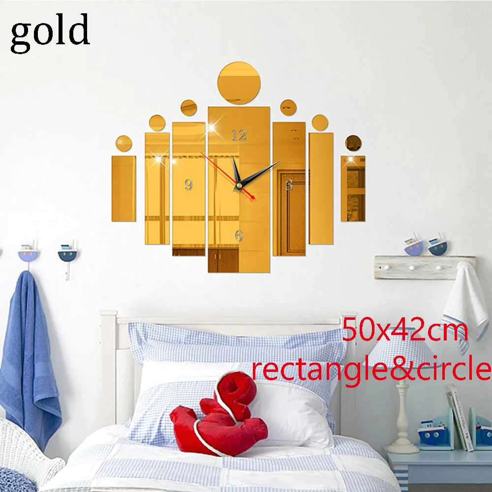 gold Настенные часы 3D DIY настенные наклейки часы зеркальная поверхность Акриловые кварцевые часы бесшумные гостиная украшение дома современный дизайн - Цвет: gold