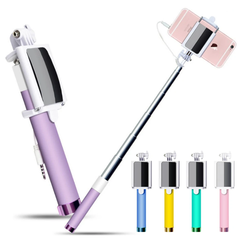 Palo de Selfie portátil extensible con espejo trasero HD para iPhone 5, 6 Plus, Samsung, Huawei, Sony, LG, Xiaomi OPPO