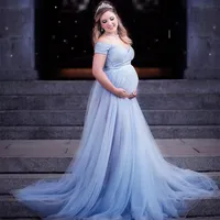 Long Tulle Maternity Dresses Suitable For Photography 1