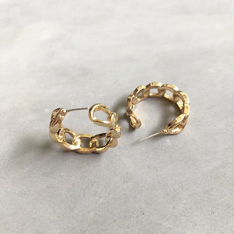 GOLD Rongho, Винтажные серьги с металлической цепочкой для женщин, готическое ювелирное изделие, полые круглые серьги, гипербола, Brincos Femme Bijoux - Окраска металла: GOLD