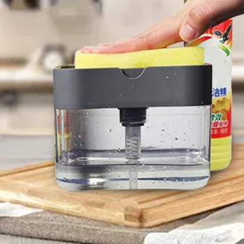 

Press Type Soap Dispenser With Sponge Pump Kitchen Bathroom Hand Sanitizer Shampoo Shower Gel Liquid Dispenser